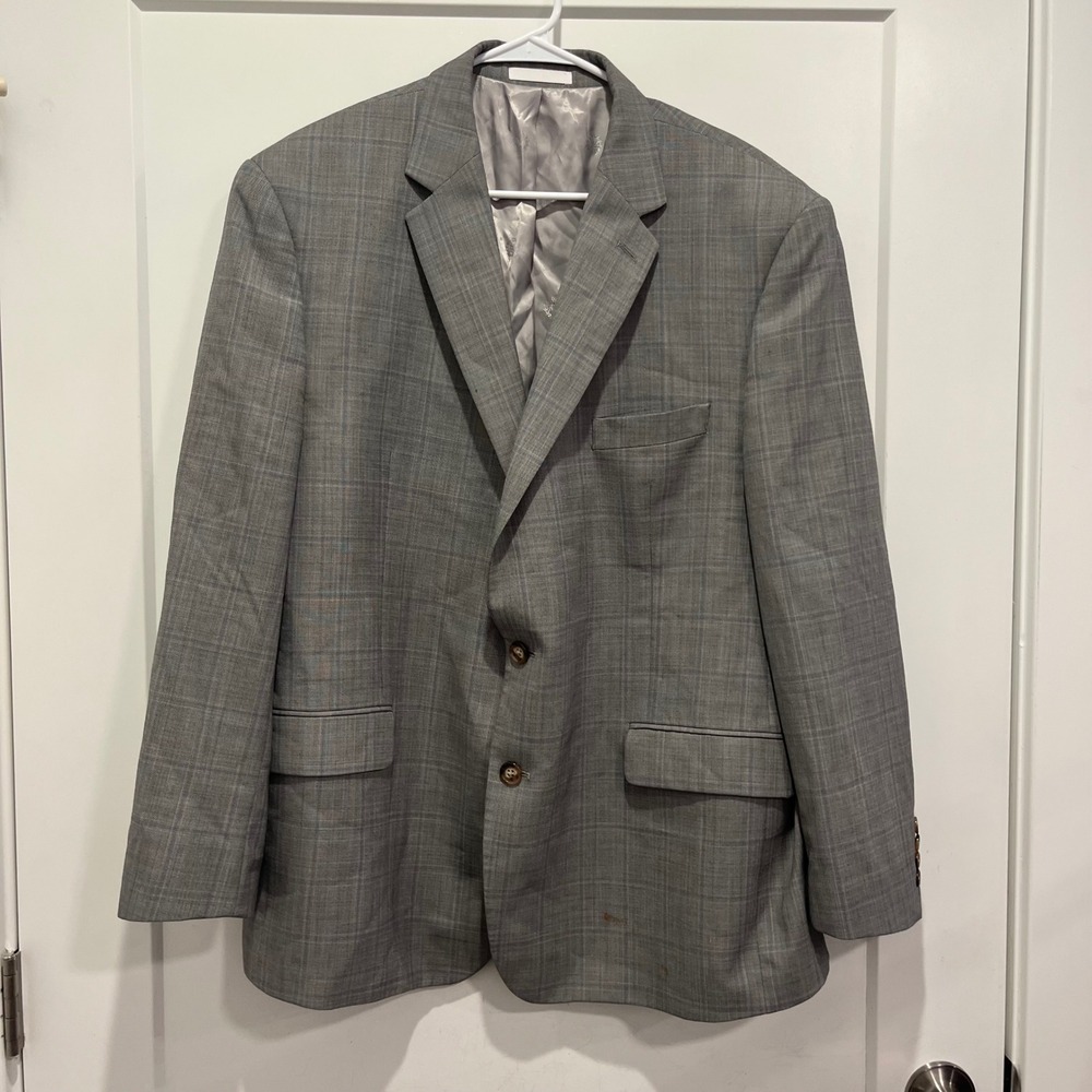 Lauren Ralph Lauren Mens Grey Glen Plaid Wool Blend Blazer Sport Coat 46R